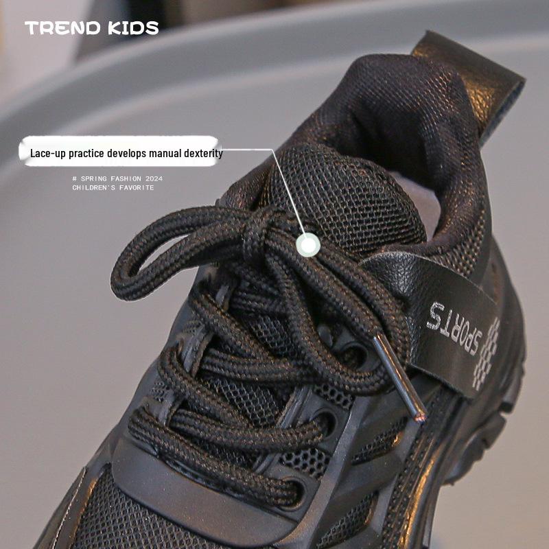 Autumn Breathable Mesh Running Shoes for Kids - White, Casual, Dad Style