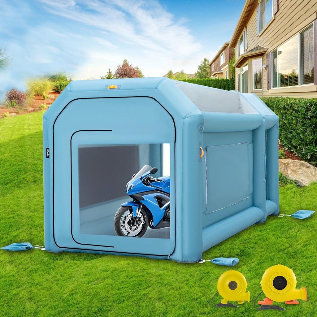 Cabina di Verniciatura Gonfiabile Portatile, Cabina di Verniciatura Gonfiabile 13 x 8 x 8 piedi, Tenda per Verniciatura Auto con Sistema di Filtrazione dell'Aria e 2 Soffiatori, Cabina di Verniciatura Gonfiabile Migliorata