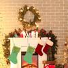 Large Green Knitted Christmas Stocking Letter M Embroidered Xmas Hanging Loop Holiday Party Decor Candy Treat Bag