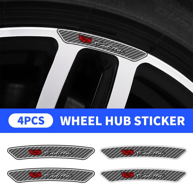 4pc Carbon Fiber Car Wheel Rim Stickers Auto Refit Accessories for Cadillac Escalade CTS CT5 XT5 XTS XLR BLS SLS STS SRX Deville AHK1