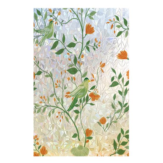 

Window Privacy Film Stained Glass Static UV Blocking Floral Window Clings Colorful Decals for Glass Windows S