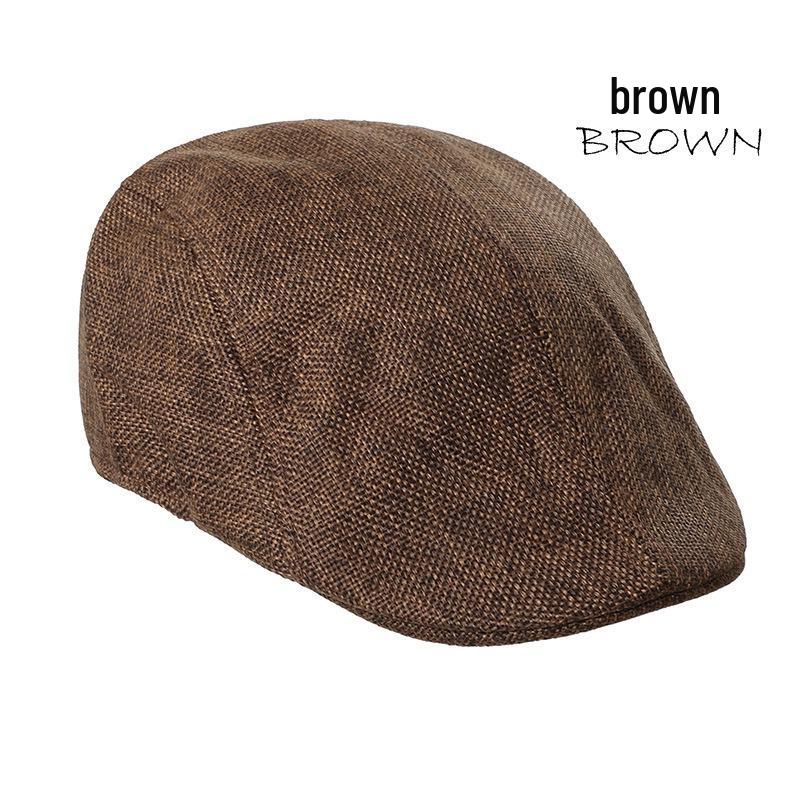 Breathable Spring & Autumn Linen Beret - Unisex Sun Hat, Solid Color, Hollow Design.