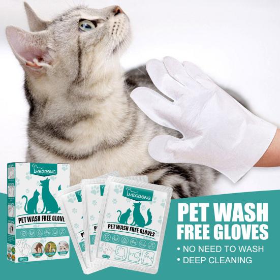 2Pcs/Set Pet Cleaning Gloves Wash-Free Massage Body Cleaning Lightweight Smooth Surface Refresh Odor Comfortable Single Use Pet Wipes Hypoallergenic