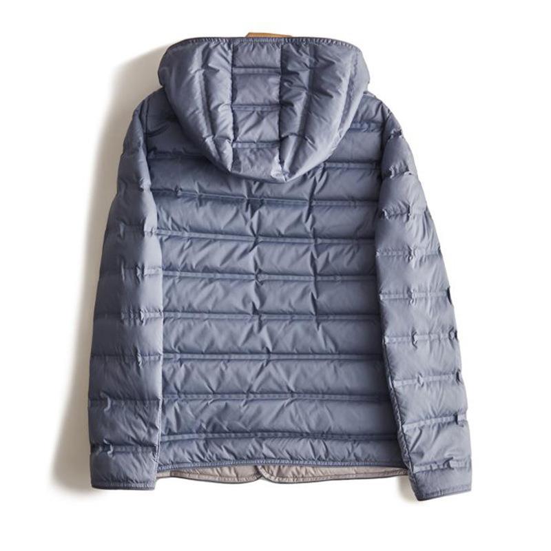 Versatile double-sided wear, light and warm, autumn and winter pressure glue fashion hooded single-breasted white duck down short down jacket