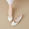 Square head single shoes women's summer word with thick heel color matching light mouth Mary Jane shoes