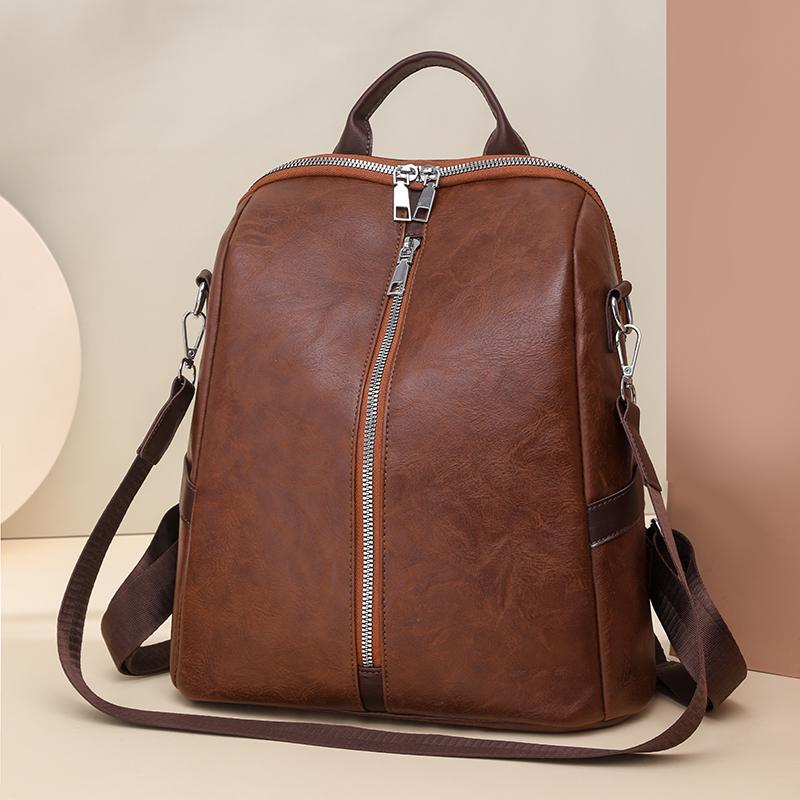 Damen-Rucksack aus weichem Leder, Retro-Rucksack mit großem Fassungsvermögen