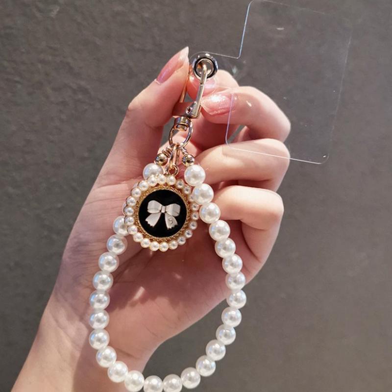 Simulation Pearl Keychains Love Flower Pendant For Bag Car Doll Pendant Beaded Key Charm Decoration For Women Mobile Phone DIY