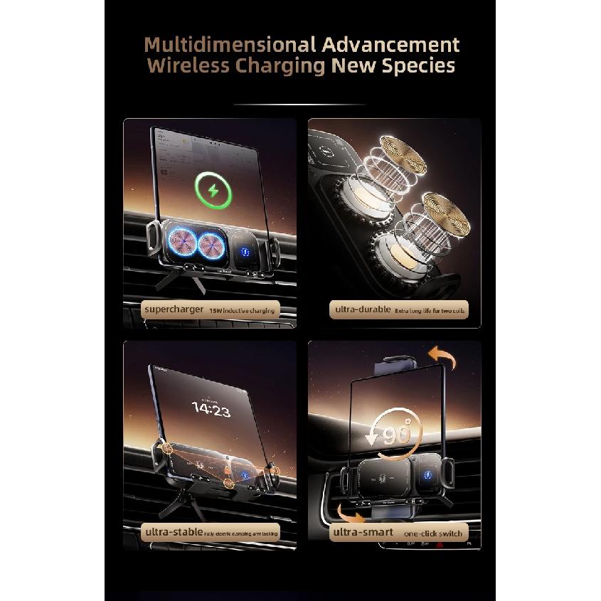 Car Foldable Phone Holder Wireless Charging Phone Mount Intelligent Induction Electric Rotation for Samsung IPhone Xiaomi Z Fold