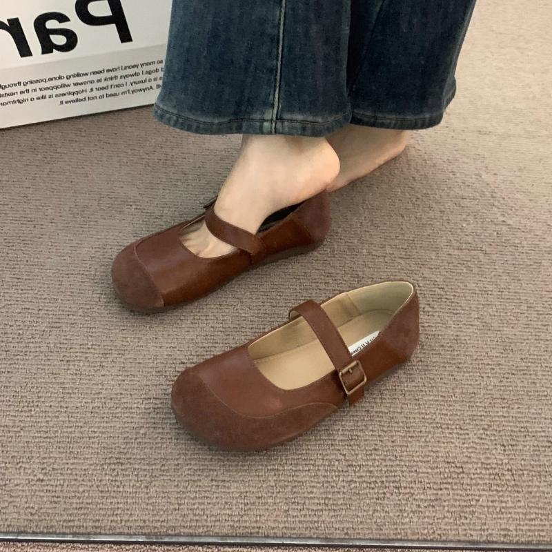 

Fashion Mary Jane Single Shoes 2025 Spring/Autumn Sweet Retro Soft Round-toe Ballet Flat Shoes Comfortable and Evergrande Women s Shoes 35
