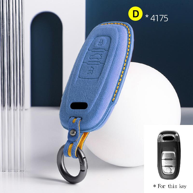 Car Key Case Fob for A6 A4 A5 A7 A8 C8 Q8 8S 8W Q7 B9 4M S5 S4 S7 D5 TT TTS TFSI E-Tron Suede Remote Car Key Case Shell