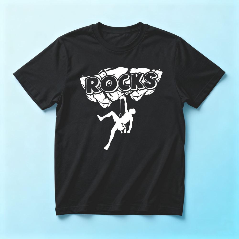 Retro Rocks Climbing Print Tshirt For Unisex Bold Climber Silhouette Casual Cotton Tee Rock Climbing Bouldering Humor Short Sleeve