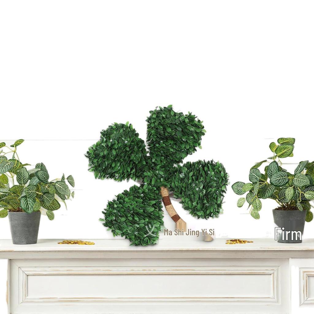 St. Patrick's Day Four-Leaf Clover Wreath: Lucky Green Decor for Doorways, Fireplaces, and Walls