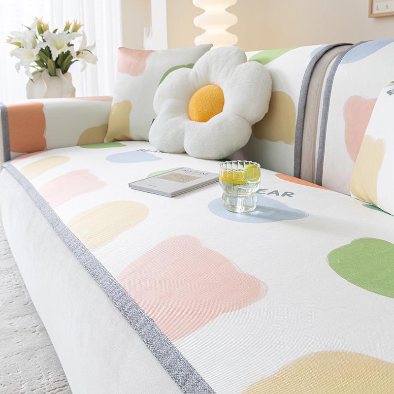 Cartoon Cute Summer Ice Silk Summer Mat Sofa Cushion Non-Slip Sofa Cover Cool Breathable Living Room Sofa Cover Towel
