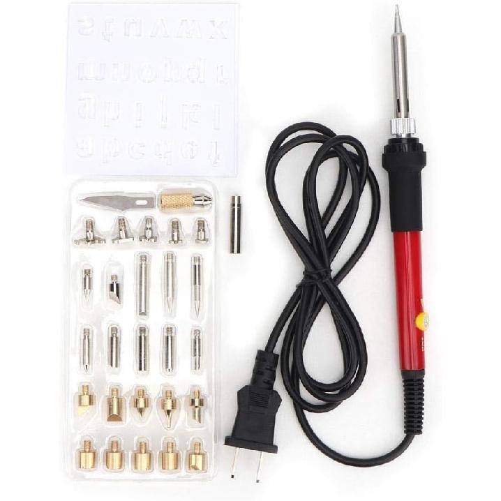 

Simlug Набор для выжигания по дереву, Электрический паяльник с регулируемой температурой, Набор инструментов для рисования с 27 насадками(110В#1)