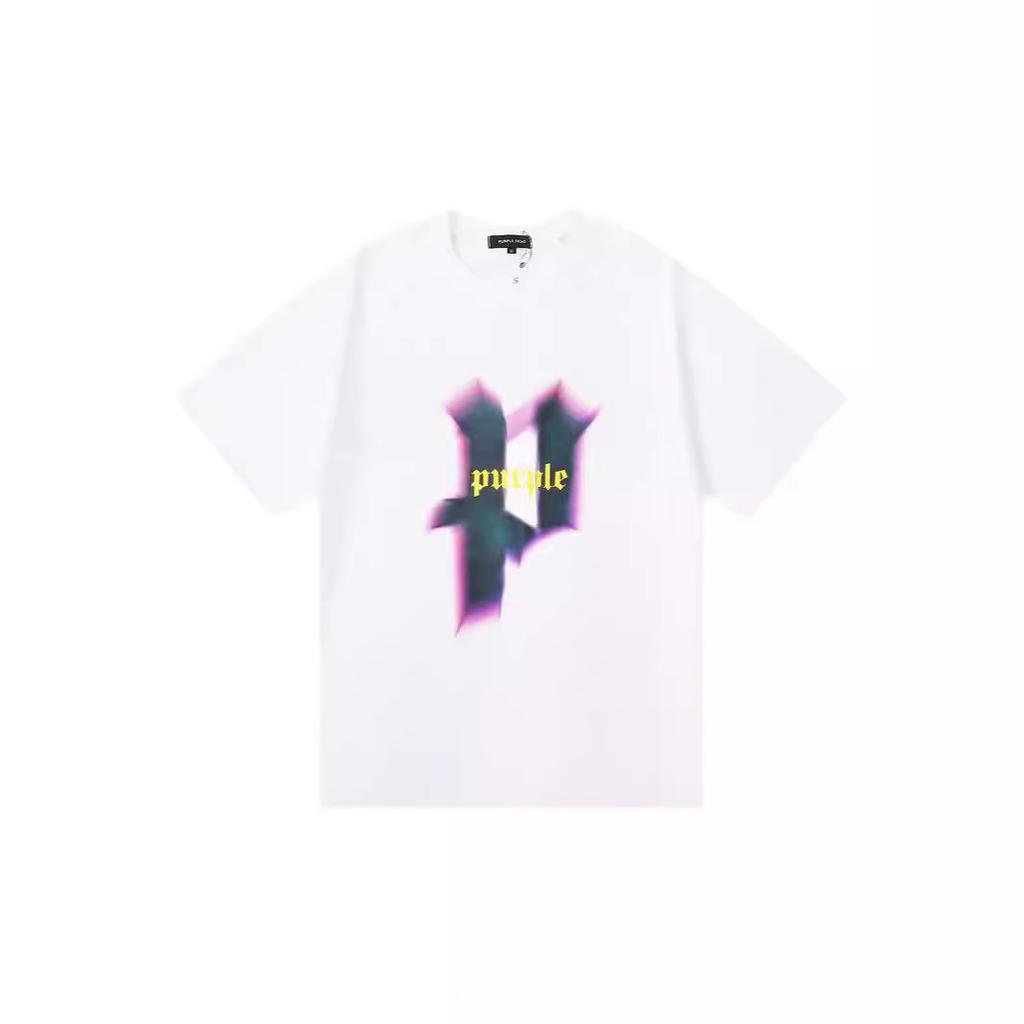 2024 summer star of the same style, beautiful tide short-sleeved purple letter printing casual loose T-shirt, same for men and women
