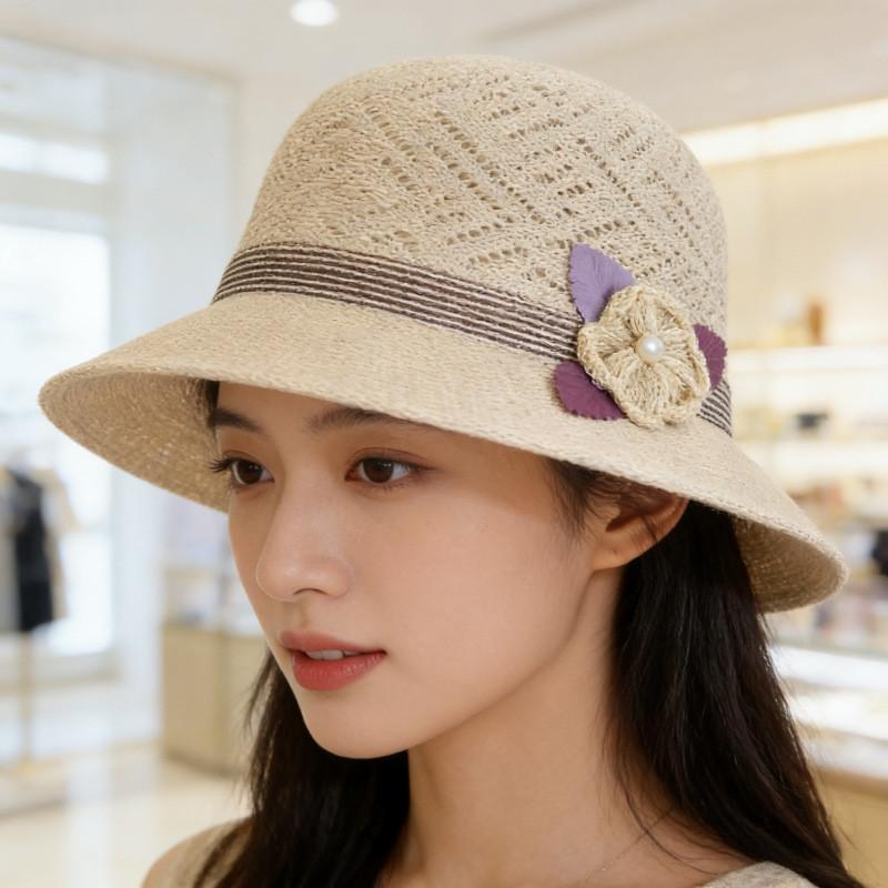 Flower Pattern Ladies Foldable Sun Hat With Wide Brim For Summer Sun Protection