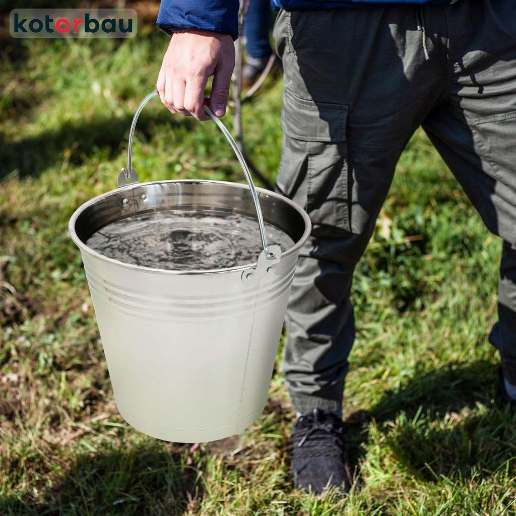 Kotarbau® Stainless Steel Bucket 16L Silver Stainless Steel Food Grade Bucket Construction Garden Bucket