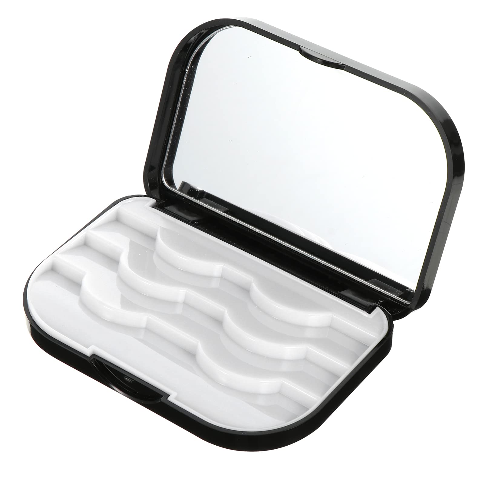 

Frcolor Eyelash Case, Holds 3 Pairs, with Mirror, Portable, Compact, Eyelash Case, False Eyelash Storage Box, Makeup Touch-up, Travel, Black