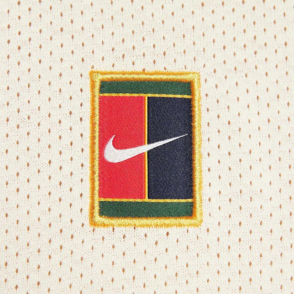 Nike Court Heritage Minimalistická Móda Všestranné Lehké Prodyšné Tričko Pánské Topy Světle-Slonová kost Světle-Tmavě-Červená FQ2102-110