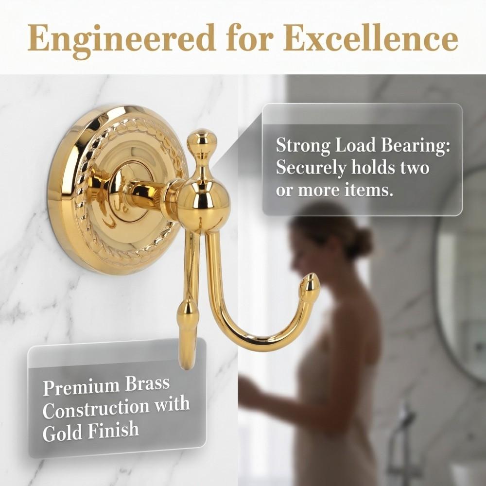 Durable Robe Hook Golden Towel Hook Retro Style Coat Hook Bathroom Bedroom Entryway