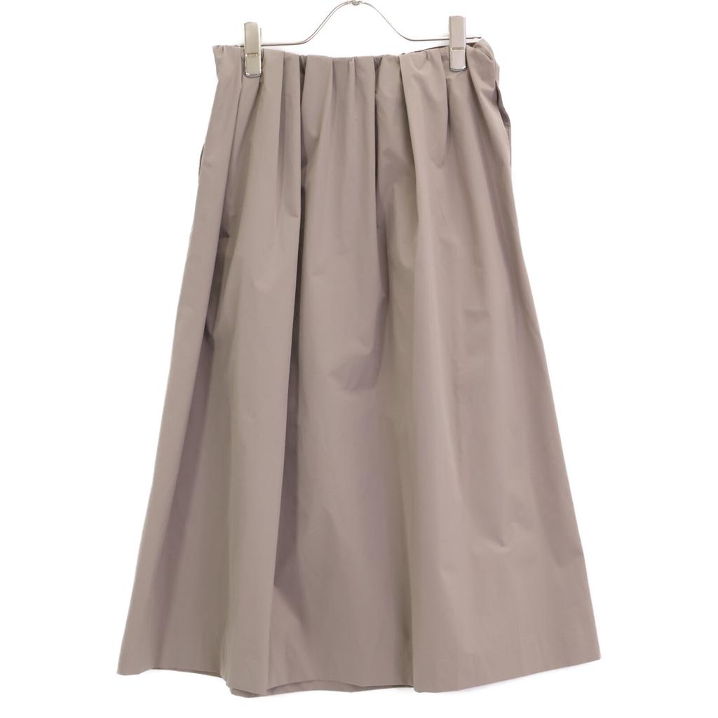 BALLSEY Beige Stretch Taffeta Random Tuck Long Skirt Skirt 36 greigeUsed