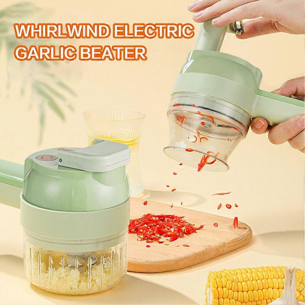 4-in-1 Multi-Functional Portable Electric Vegetable Cutter Set, Wireless Grinder Chopper for Home Kitchen Garlic, Peppers, Onions, Meat