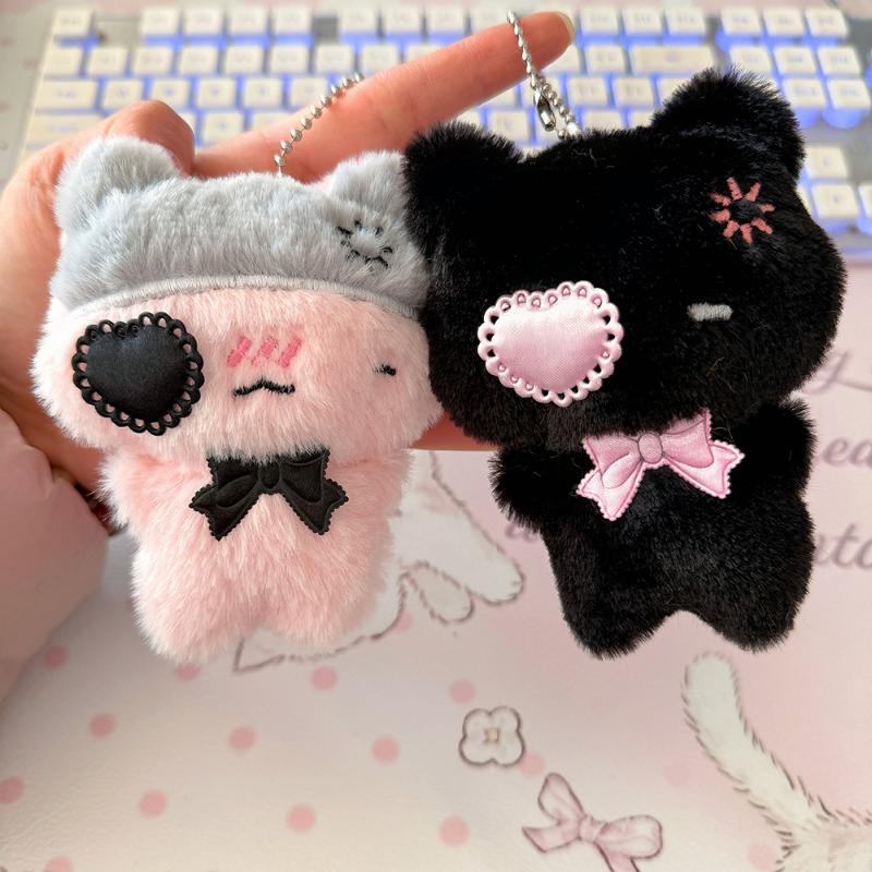 1Pcs Cute Kawaii Plush Cat Keychain Cartoon Kitty Bag Charm Backpack Pendant Gift