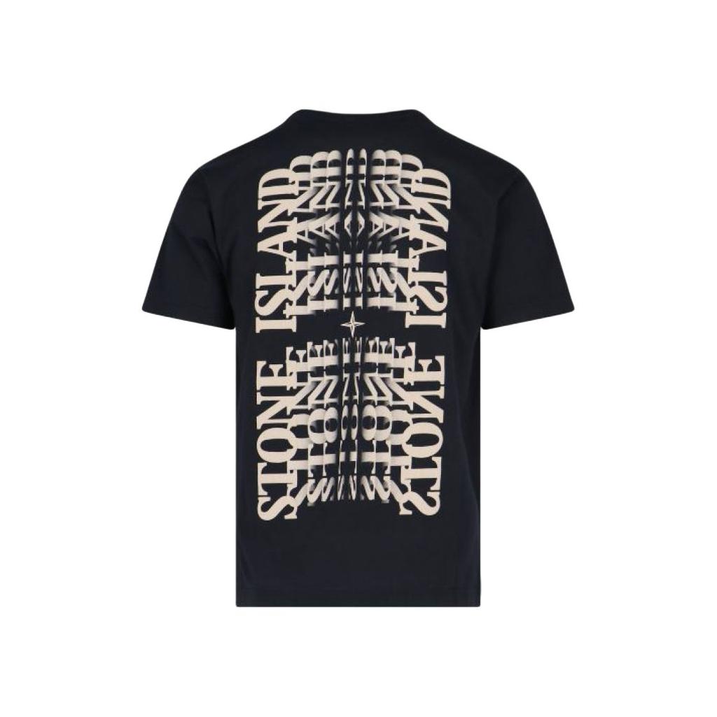 Stone Island Ss23 Letter Print Crew Neck Short Sleeve T-Shirt Men Tops Black 78152NS86-V0029