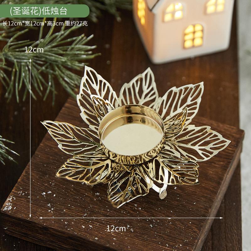 European Romantic Wrought Iron Candlestick Snowflake Christmas Flower Wedding Planning Festival Candlestick 1pc