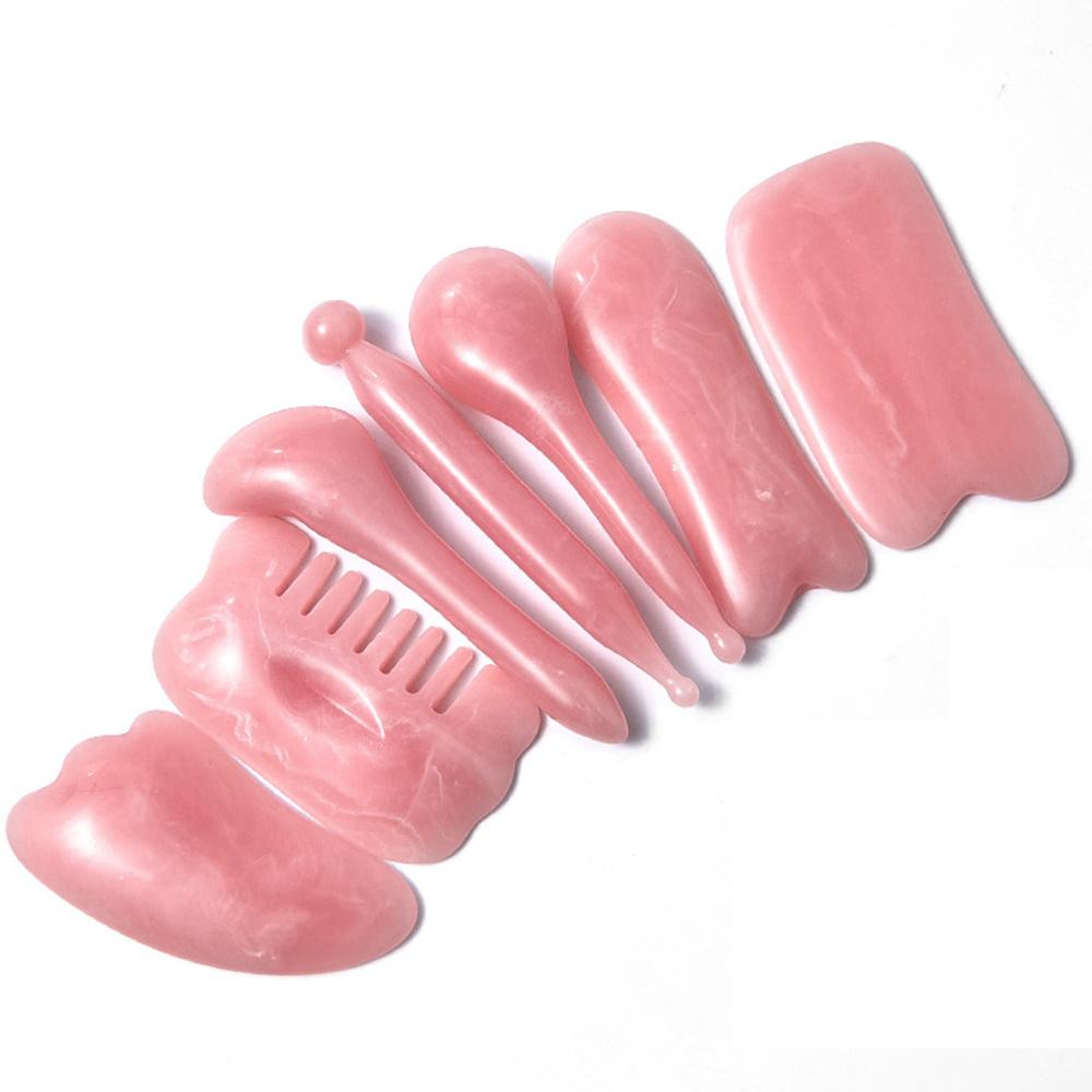 7PCS Guasha Beauty Massage Scraping Massage Scraper Natural Resin GuaSha Tool Massage Tools Set For Face Back And Neck Skin Care