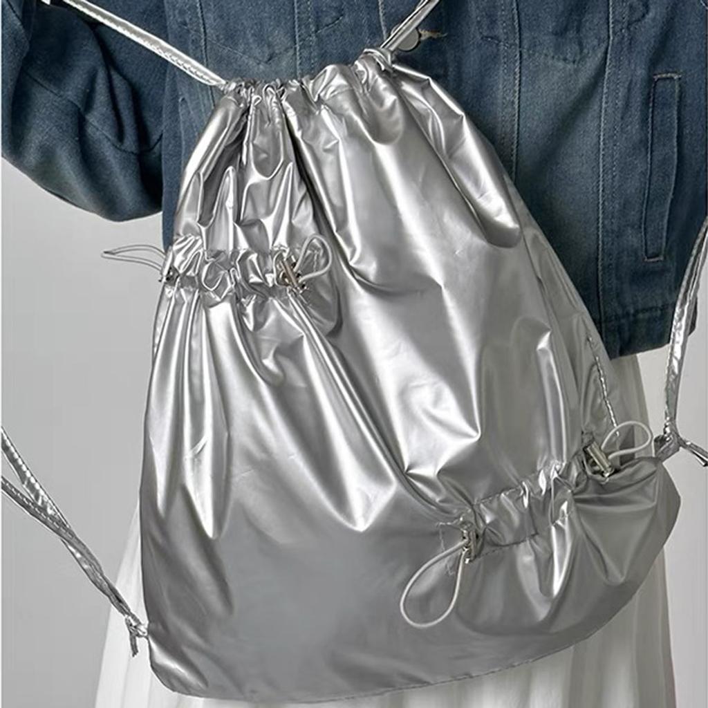 Biały plecak ze sznurkiem damski plecak typu worek w stylu lazy wind lekki nylonowy plecak odporny na zachlapania