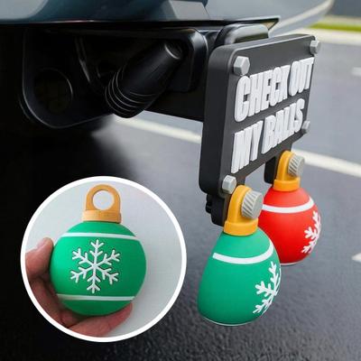 1 Set Christmas Hitch Cover Weather-proof Car Pickup Truck Trailer Swinging Check Out My Balls Tow Hook Cover Decoration Ornament Car Exterior