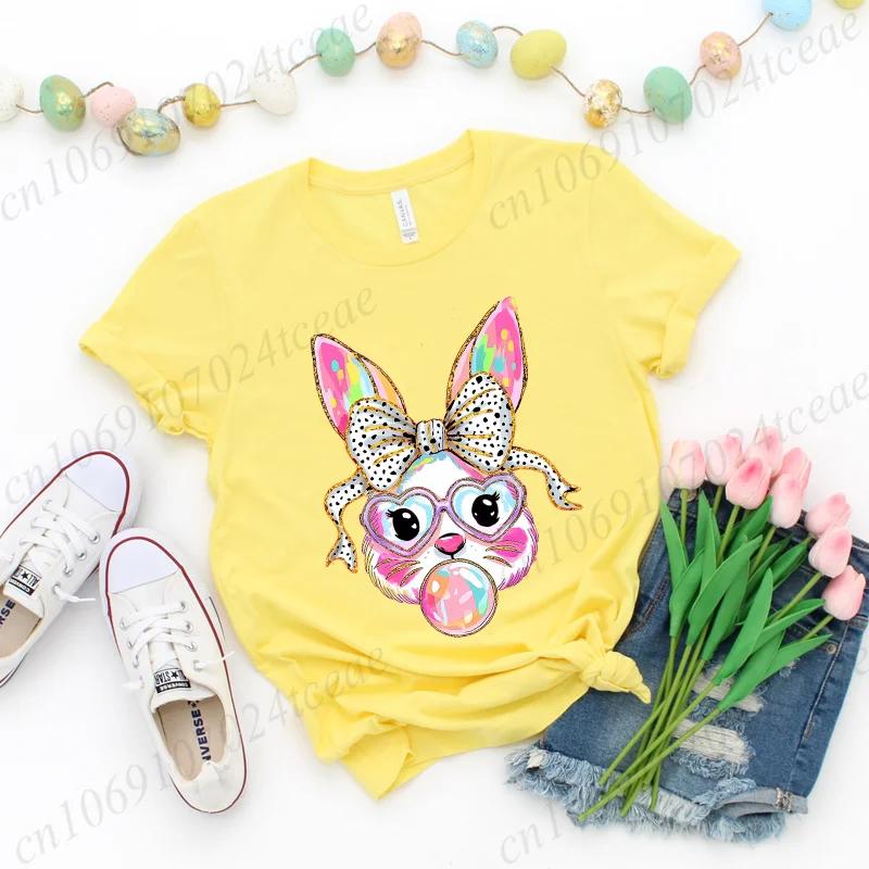 

Жіноча футболка з принтом Coquette Bunny, Summer Bunny Graphic, модні жіночі футболки, жіночий одяг, одяг із мультфільмом кролика S