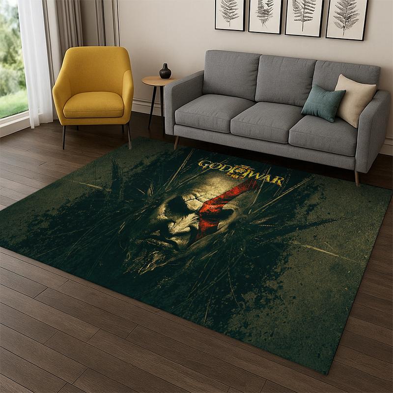Retro God of War Game Kratos Carpet Rug for Bedroom Living Room Sofa Playroom Doormat Home Decor,Kid Area Rug Non-slip gift