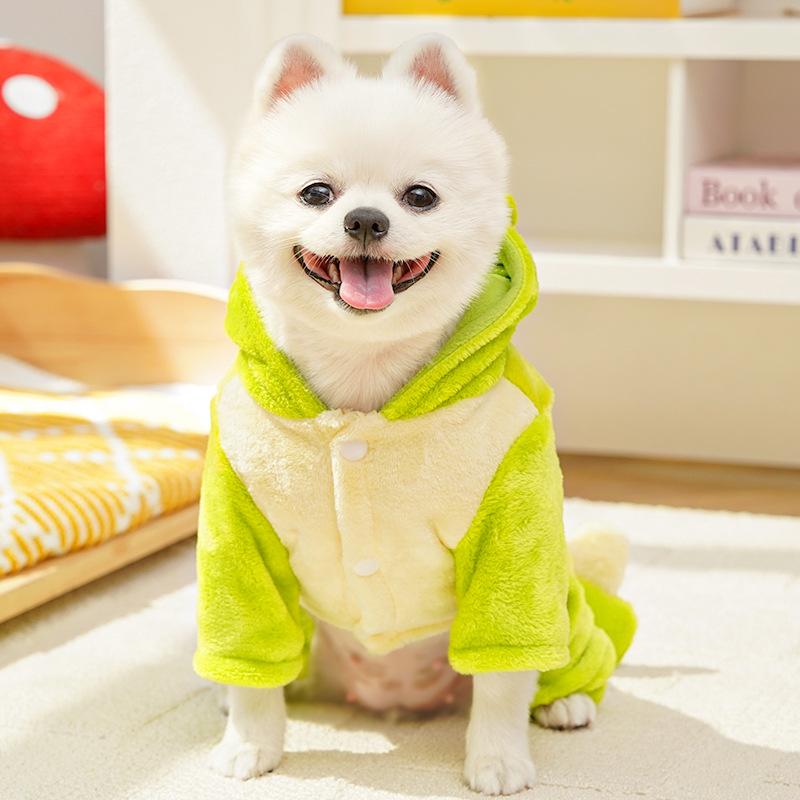 Pet Clothing Flannel Dog Warm Jumpsuits Dinosaur Shape Cute Puppy Pajamas Soft Comfortable Dog Four Legs Clothes Pet Show