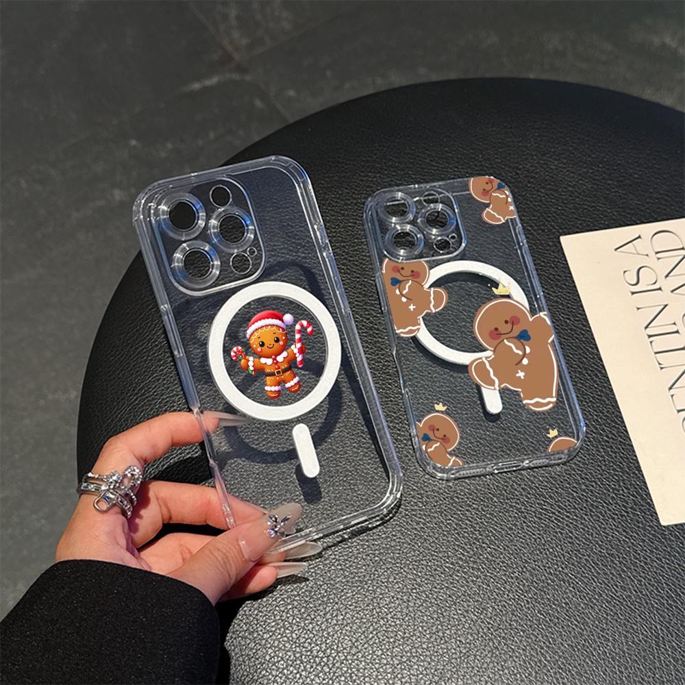Carcase transparente Magsafe AC104 Crăciun Crăciun fericit pentru Samsung S23 S24 Ultra S21 FE iPhone 16 Pro Max, cu încărcare wireless magnetică