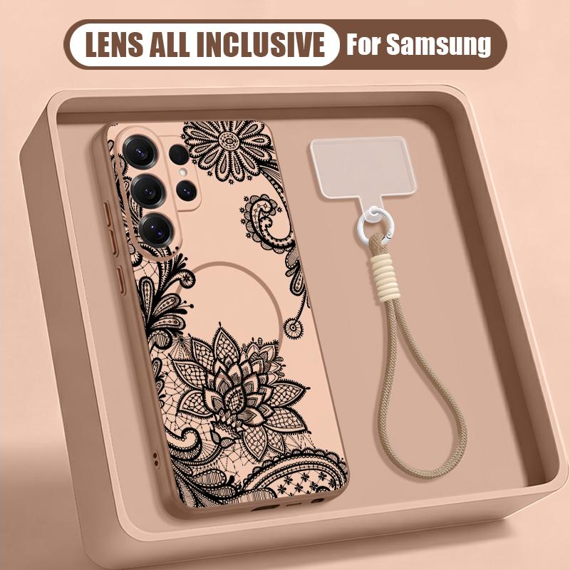 Mandala Flower Pattern Case For Samsung S26 Ultra S25 FE S24 S24 Plus A57 A37 A17 A56 A36 A16 A55 A35 A15 A54 5G Hybrid Magnetic Matte Cover