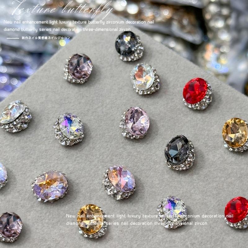 3Pcs Water Drop Nail Art Charms 3D Nail Rhinestones Gems Crystal,3D Nail Art Decorations Metal Nail Studs Nail Jewelry
