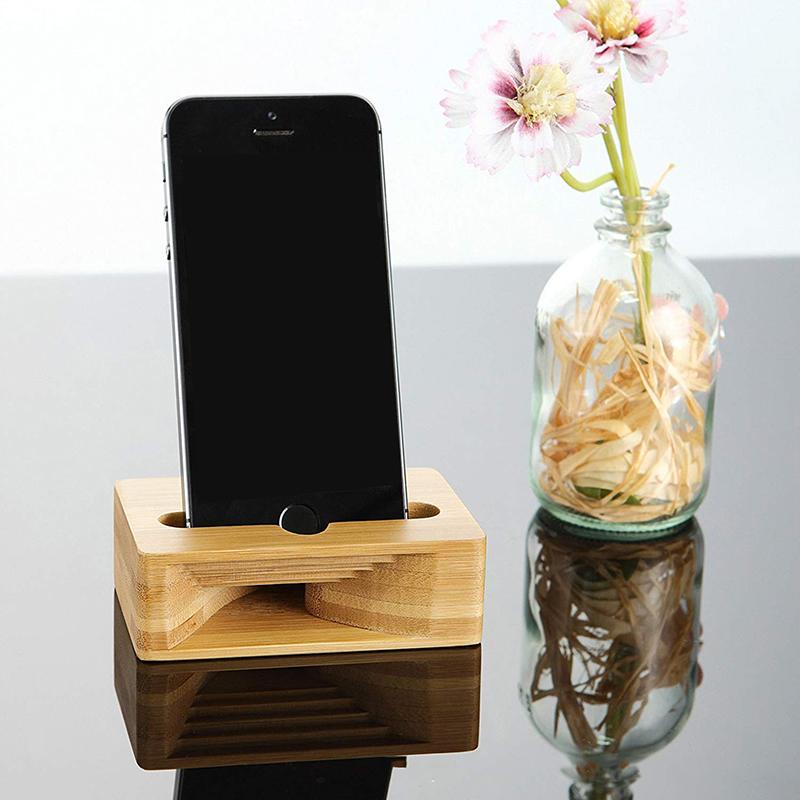 Telefonhalter Ständer Verstärker Zelle Lautsprecher Holz Schreibtisch Holz Bambus Sound Mobile Halterung Desktop Tablet Auto Dusche Handy Dock