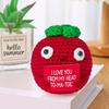 1/3Pcs Positive Energy Knitted Tomato Handmade Doll With Card Funny Crochet Room Decoration Frend's Gifts