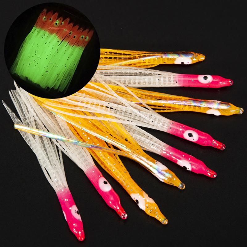 10pcs Luminous Fishing Bait Squid Skirts Octopus Soft Bait Artificial Fake Bait Fishing Lures