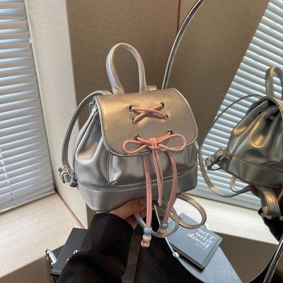 Versatile Shoulder Backpack for Women Chic Bow Bag School Bag Academy Style Large Capacity Trendy Korean Girls