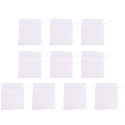 Pack of 10 Folding Pouches Drawstring Organza Bag Folding Small Size Storage Pouches for Jewelry Makeup and Medications