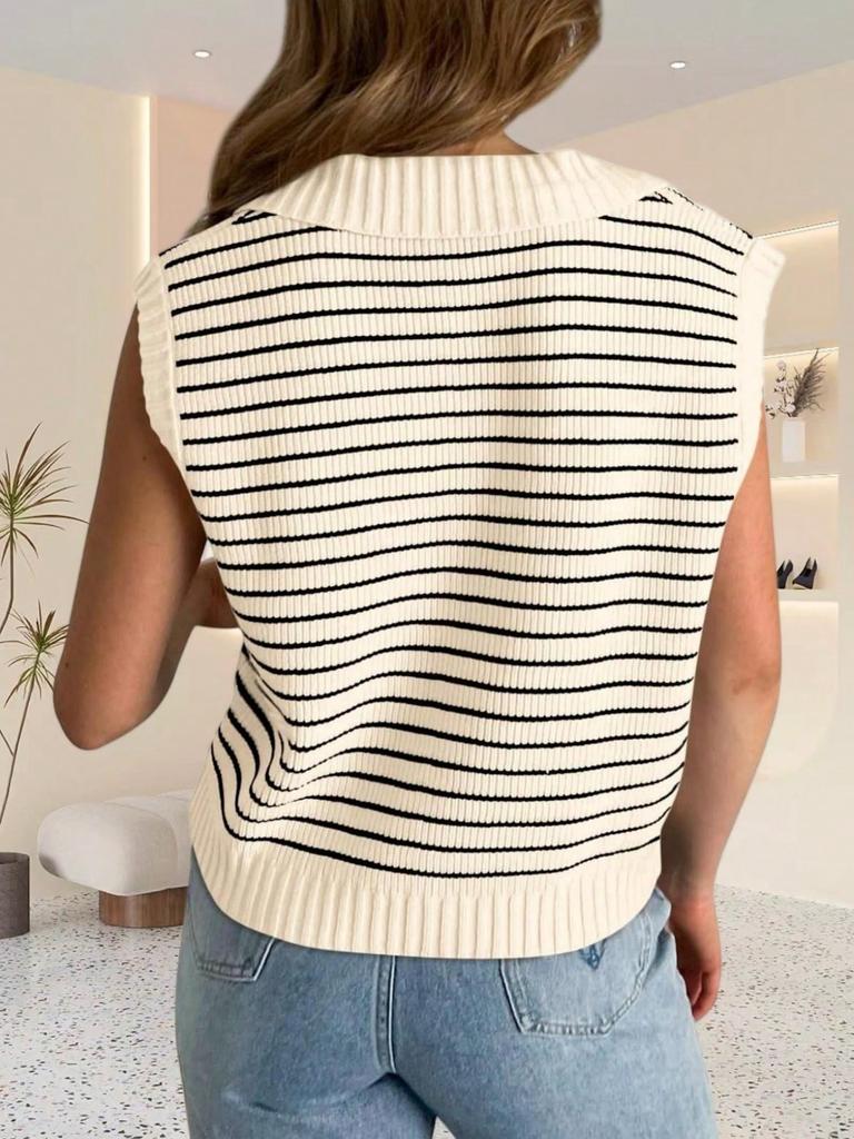 Women's V Neck Cap Sleeve Knit Sweater Vest Summer Sleeveless Pullover Top