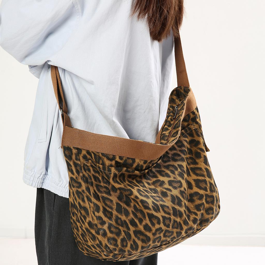 Winter fashion style lazy leopard print women's bag shoulder crossbody large capacity tote bag