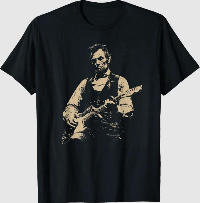 Abraham Lincoln Abe Lincoln Playing Guitar Retro Vintage T-Shirt 4XL