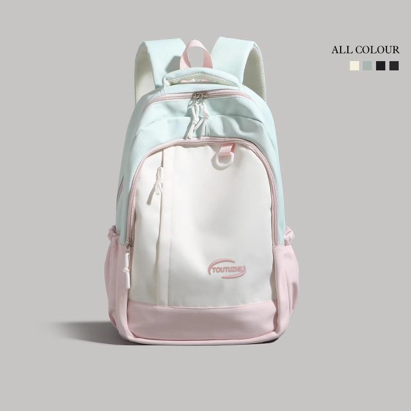 Small fresh and high-value backpack girls 2025 new trendy large-capacity contrasting color junior high school student schoolbag