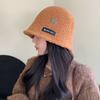 Korean New Autumn and Winter Hat for Women Metal Label Imitation Lamb Wool Fisherman Hat for Winter Warm Face-showing Small Basin Hat