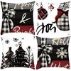 New Christmas Colorful Balls Christmas Tree Santa Line Print Pillow Home Sofa Cushion Cover
