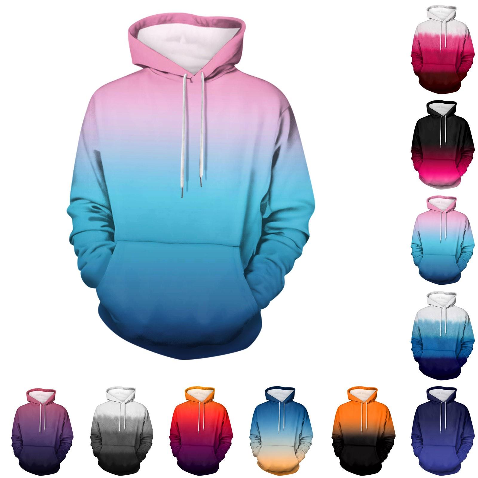 

Женская толстовка с капюшоном и градиентным принтом, с длинными рукавами, свободная женская толстовка, толстовка L чёрный